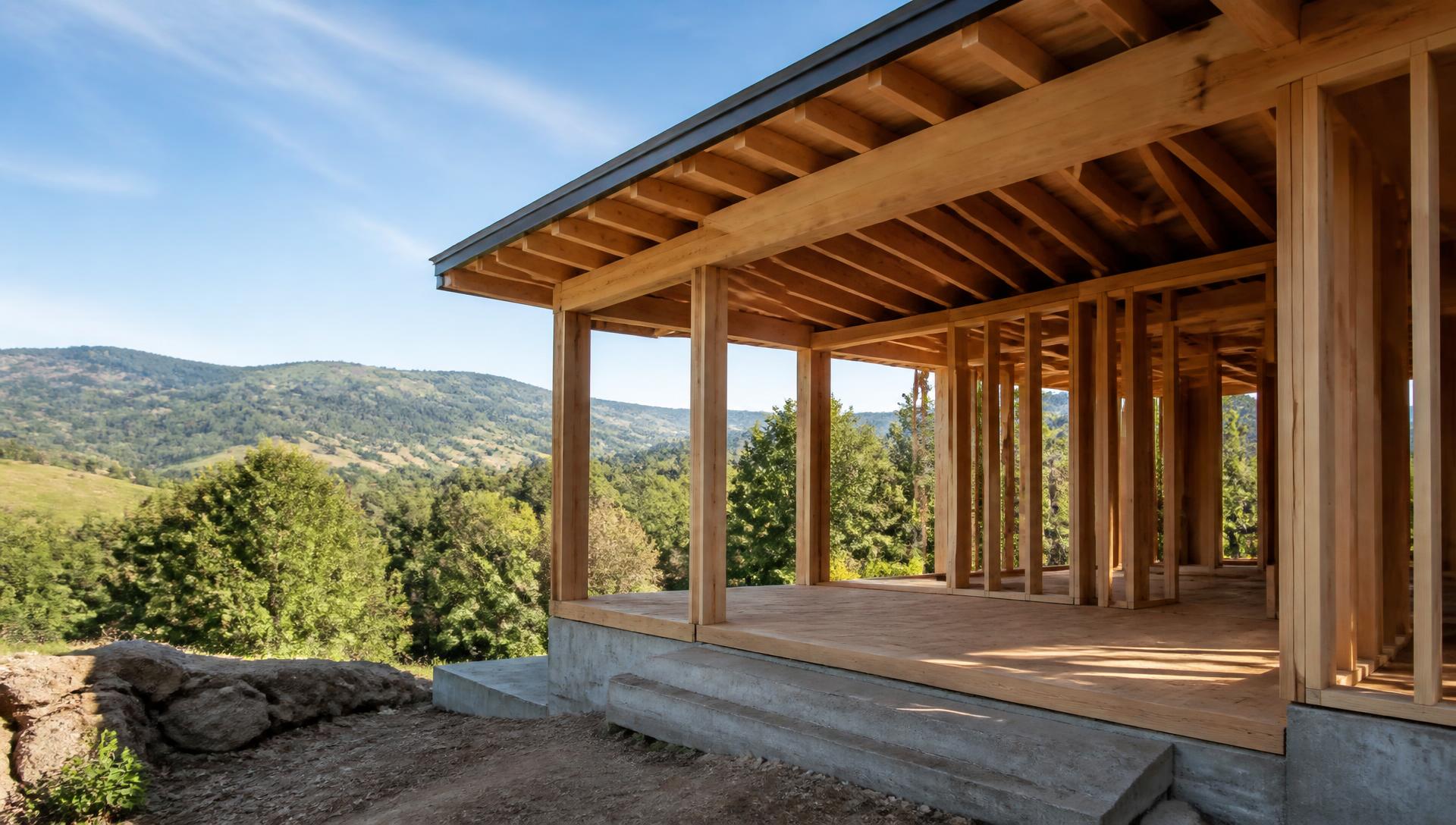 Custom wood-clad home built by North Bay Carpenters at golden hour