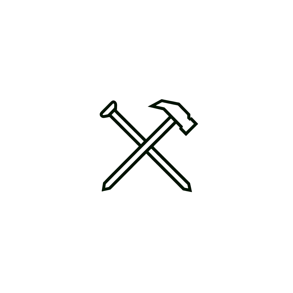 North Bay Carpentry emblem — hammer crossed with nails